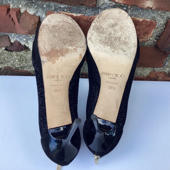 Jimmy Choo - Stiletto bootie - Open toe - Mesh and Suede 38.5 / 8 - Picture 5 of 7